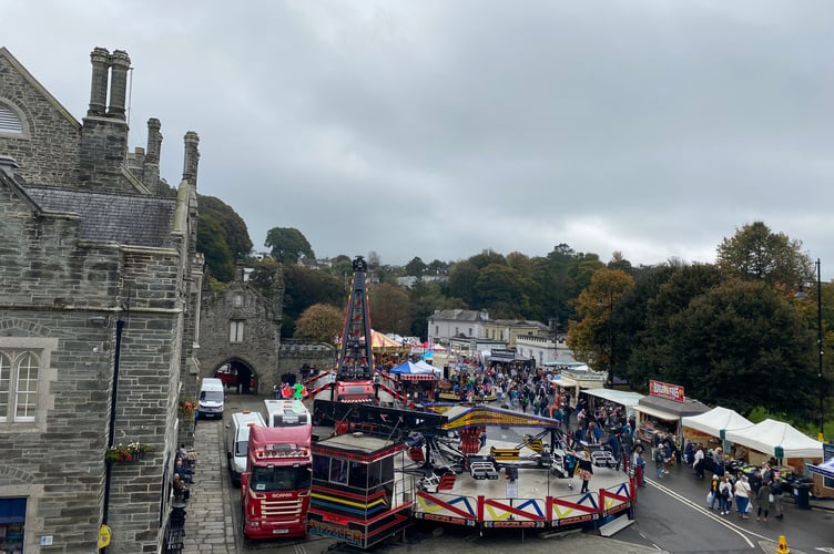 High above the throng at Tavistock Goose Fair.