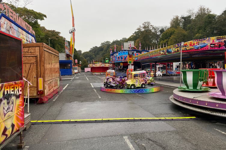 Tavistock Goose Fair's Showmen's Guild fun fair is quiet now but opens soon today for the younger visitors..