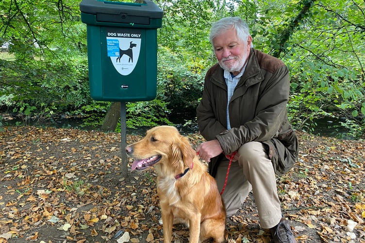 Tavistock Mayor Cllr Steve Hipsey, with pet dog Olive, is highlighting the need to keep dog mess off the town's streets.