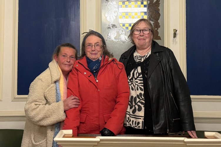 Lydia Ward, Shirley Smith and Maureen Williamson were at the Okehampton Town Council meeting and expressed their concerns over Lloyd's Bank closing.