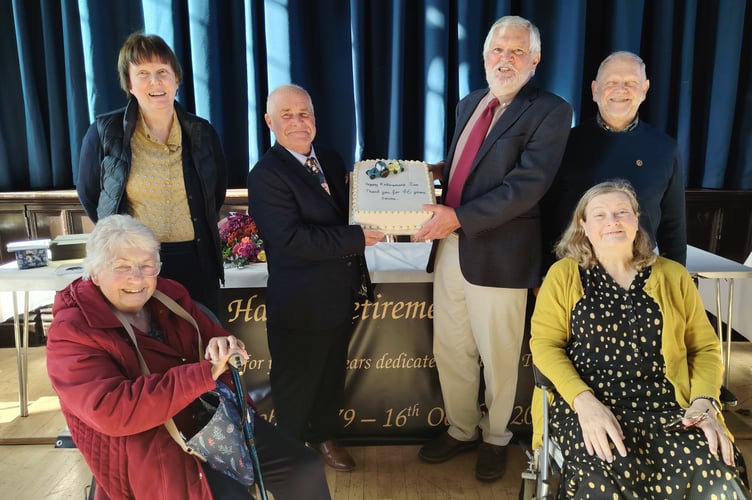 Ian with town mayor Steve Hipsey and former town mayors of Tavistock.