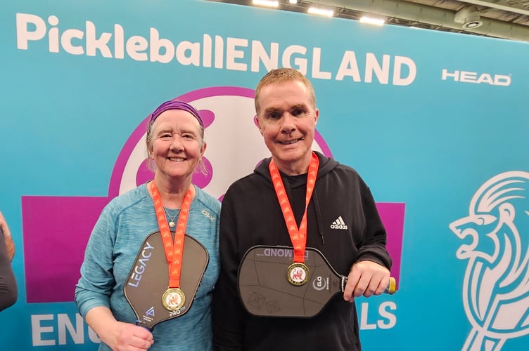 Fiona Rook (left) with her doubles partner, Ed Woodcock.