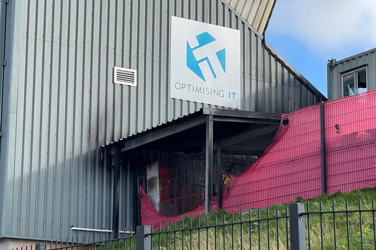 Where the fire reached the Adam Stansfield stand at Exeter City FC. AQ 7900