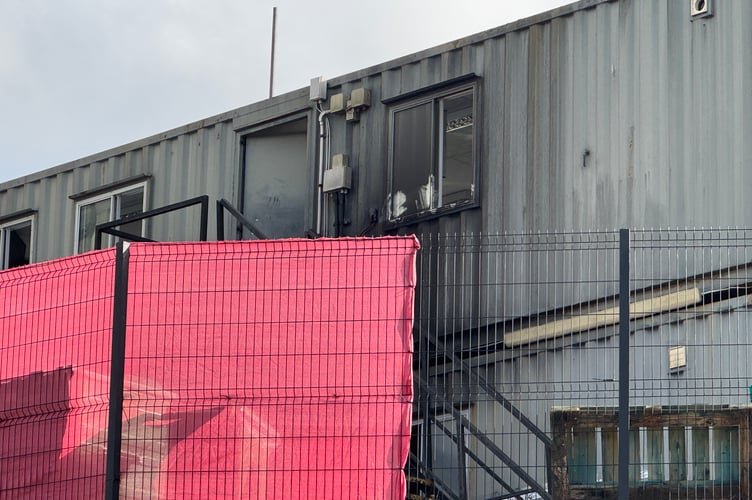 The Portacabins which sustained 60 per cent damage at Exeter City FC. AQ 7906