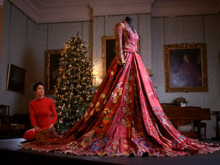 Sensational red dress at the National Trust's Killerton