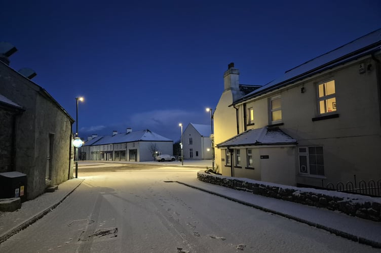 Princetown under a thin coating of snow today.