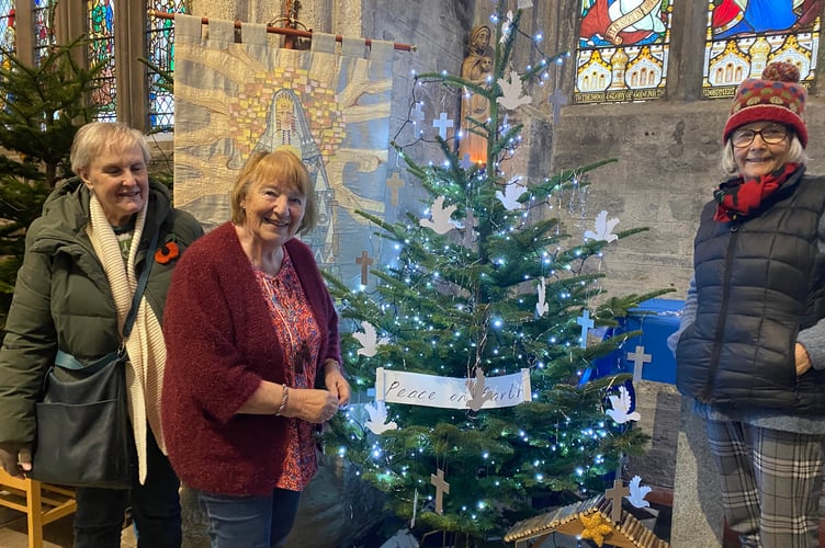 Tavistock Christmas Tree Festival lighting up..