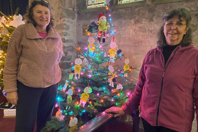 Tavistock Christmas Tree Festival: Tidy Tavi tree with recycled materials from the community litter pickers.