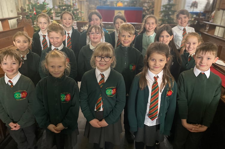 St Peter's Junior School choir from Tavistock sing their way through the launch of Tavistock Christmas Festival in St Eustachius' Church.