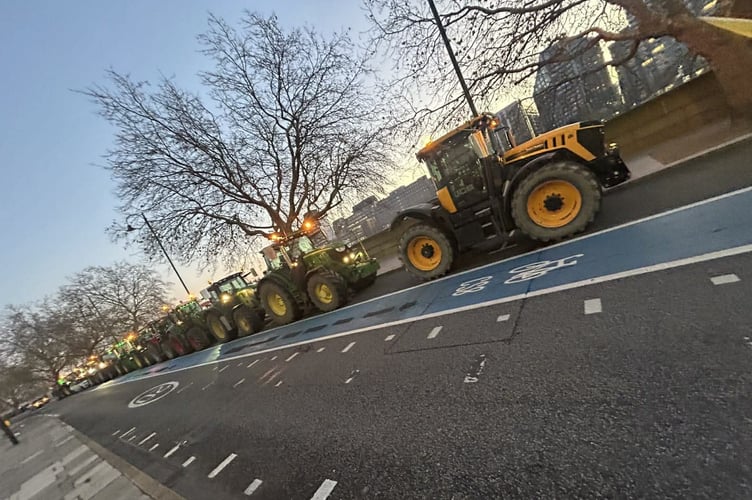 West Devon farmers join a national anti-tax protest rally in London.