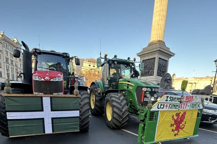 West Devon farmers join a national anti-tax protest rally in London.
