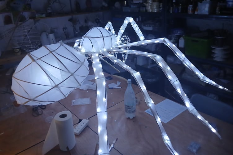 One of the more unusual lanterns made at workshops for the Tavistock Dickensian Evening parade. The sessions were held by West Devon Community Art Workshops.