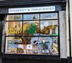 Bookshop unveils new window art inspired by Hugh Bonneville's debut 