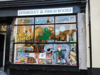 Bookshop unveils new window art inspired by Hugh Bonneville's debut 