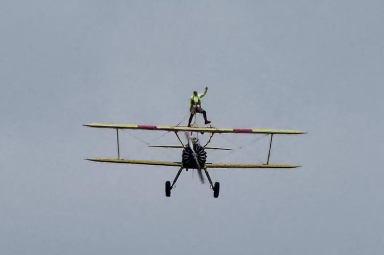 During the wing-walk.