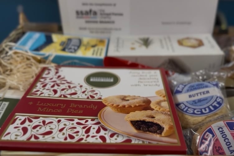 Christmas hampers full of local produce were provided by Greendale Farm shop near Honiton.