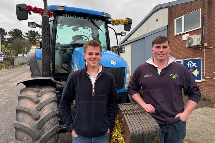 Tinsel and lights adorned this tractor taking part in the tractor run which left Crediton.  AQ 0930

