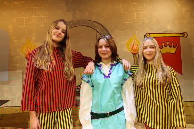 The hero, Dave Nave aka Dangerous Dave, played by Annabelle Harris (13), centre is flanked by two henchmen.  AQ 0913
