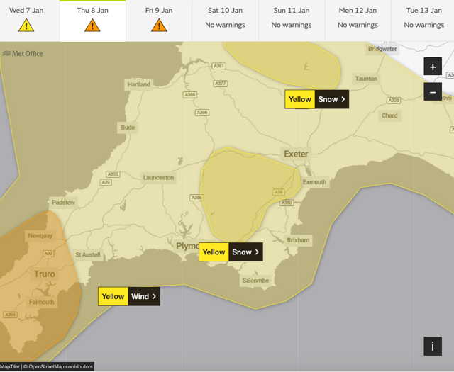 Met Office issues snow and wind warning for Dartmoor overnight