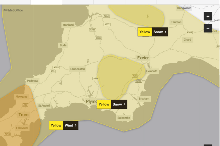 Dartmoor could see snow on Thursday night