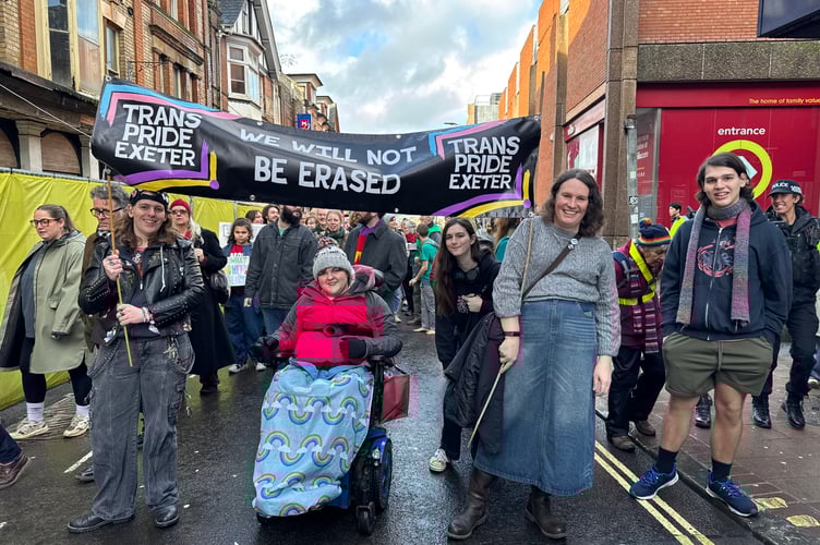 Trans Pride Exeter in the Stand up to Racism march.  AQ 2682
