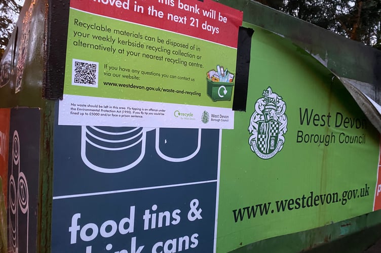 The decision to remove all recycling banks throughout West Devon has been criticised.