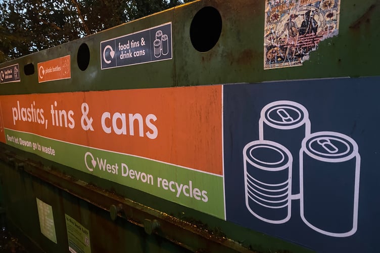 West Devon residents are advised to put recyclable tins and bottles on their doorsteps for their regular collection as community recycling banks are removed.