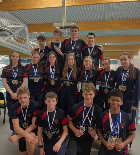 Mount Kelly College's triumphal Devon County Swimming Championships squad. 