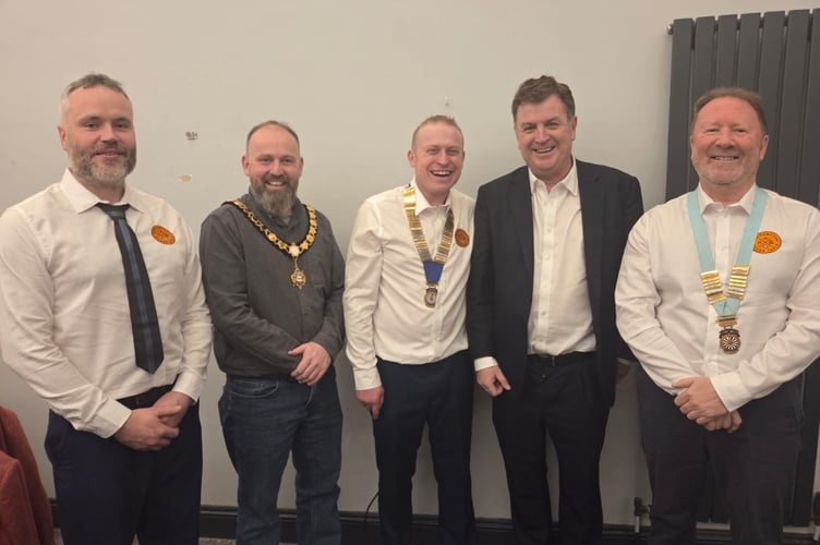 Sir Mel with Mayor Richard Colman, Round Table Chair Chris Brown-Martin and members of the Round Table committee.