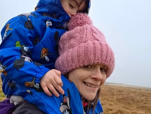 Mum and son walking for women in danger
