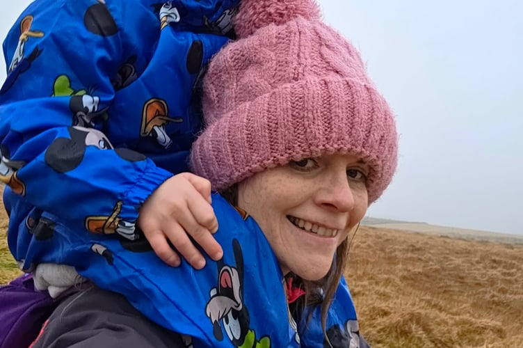 Stephie Harris and son Noah walking in aid of women in danger.