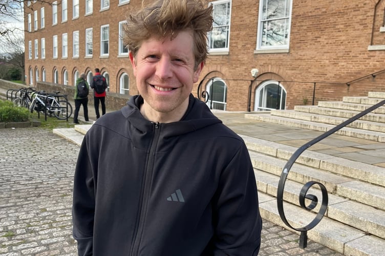 Comedian Josh Widdicombe joined residents who had attended to protest about the Matford Offices site. Picture: LDRS