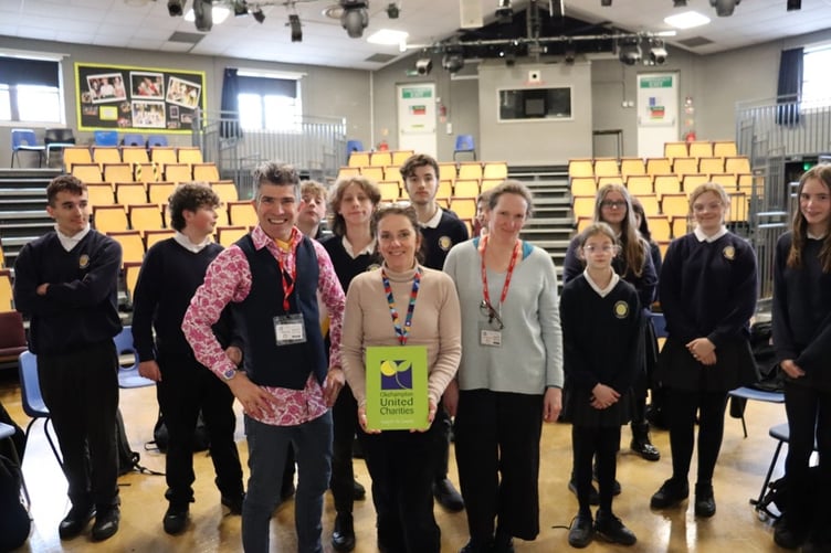 Some of the students attending the college's neurodiverse group alongside Rob Pudner (front left) and Karen Percival (front right).