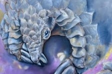 A work by Anna Page, who portrays humour and mythology. Her pieces can be seen at the art exhibition at Gulworthy village hall over Easter weekend.