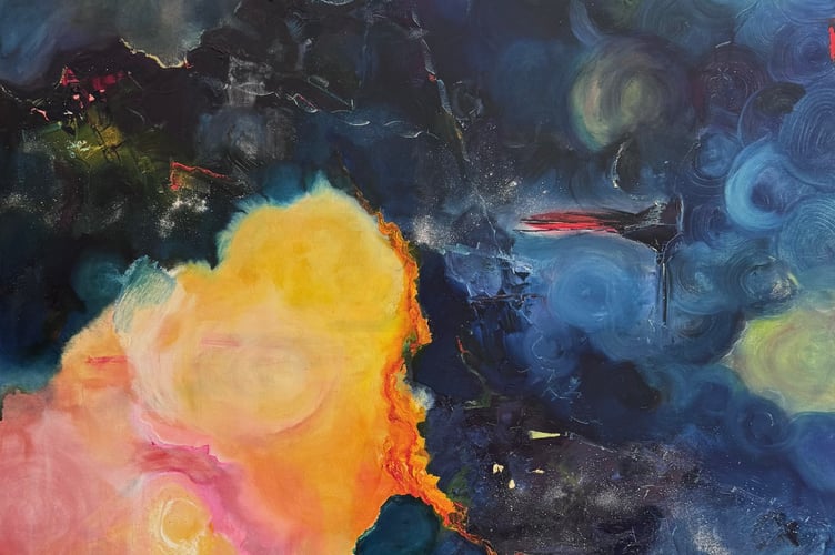 A work by Kevin Tharme. His paintings can be seen at the art exhibition at Gulworthy village hall over Easter weekend.