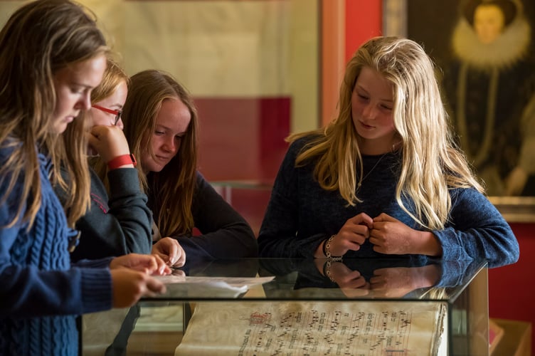 girls researching at Buckland Abbey
