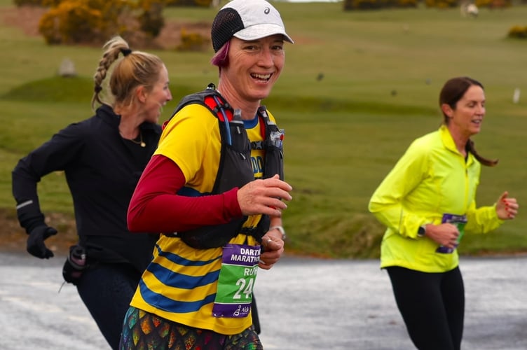 A rare flat section gives the runners a respite from the hills on the daunting Dartmoor Marathon which returned on Sunday, April 12, after a 40-year absence. Picture by Chris Cottrell.
