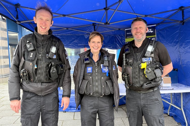 L-R: Inspector Dan Jones, PCSO Rebecca Watts and PC Matt Hawke.