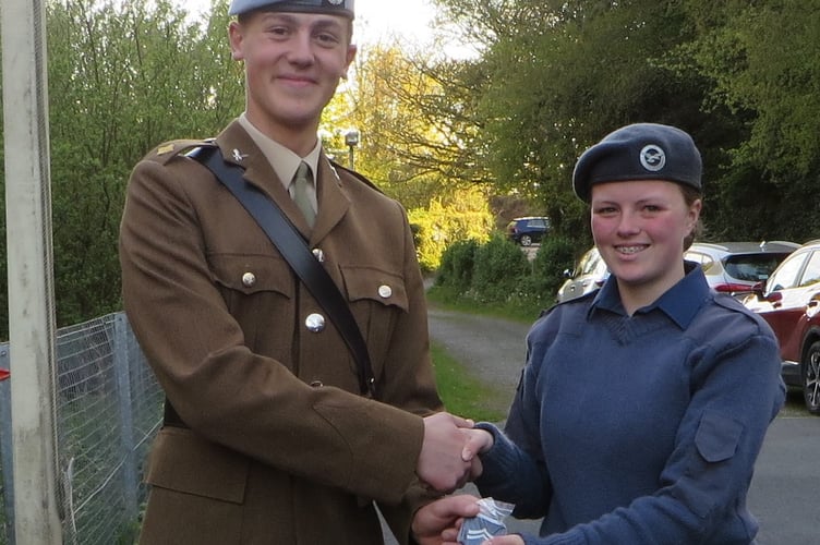 L-R- Second Lieutenant Joe Manners with Cadet Lacey Adams, promoted to corporal