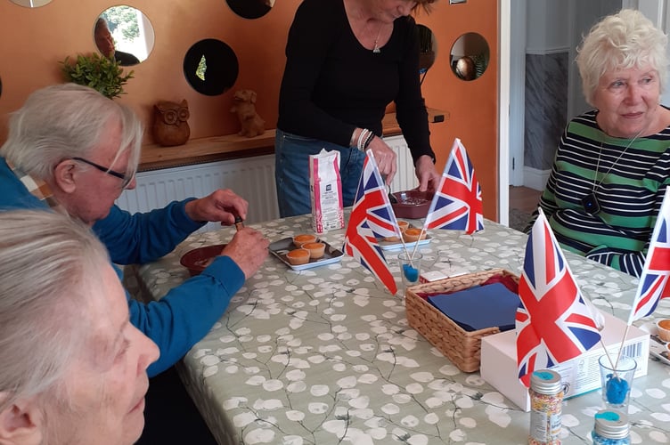 Socialising with essential stimulating friends as part of age-related care in Gunnislake with householder and host Janet Lyth of the Filo Project.