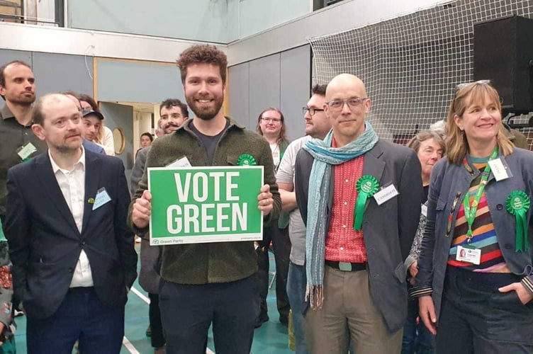 Jack Reed celebrates victory in the Exeter City Council elections