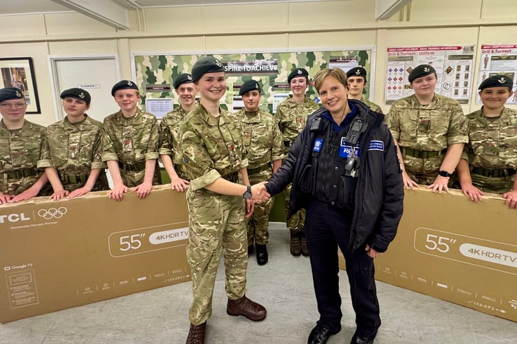 Okehampton Army Cadets receive a grant from Devon & Cornwall Police proceeds of crime fund.