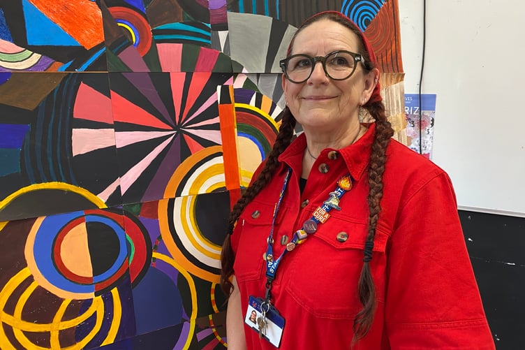 Mount Kelly College art teacher Netty Holwill at the preview of students' exam work.