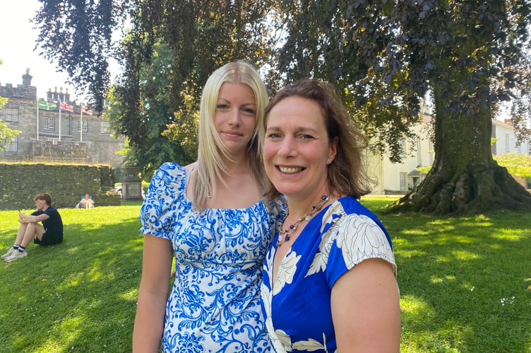 Proud mother Beverly Brown and Tavistock College student daughter Kimberley Brown are relieved A-levels and other exams are over.