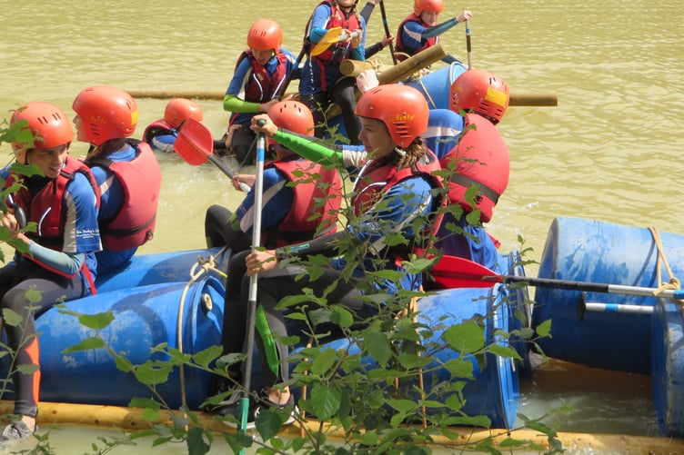 Oke air cadets water activities day – The cadets racing their rafts.
