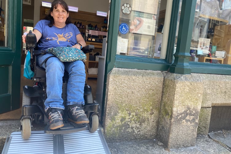 Tina Willcocks, of Tavistock, has launched a successful sticker campaign to highlight shops with mobility access.