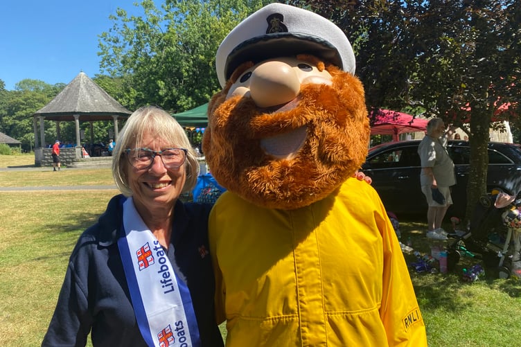 A salty sailor supporting the RNLI appeal at Tavistock Lions family fun day in the Meadows park.