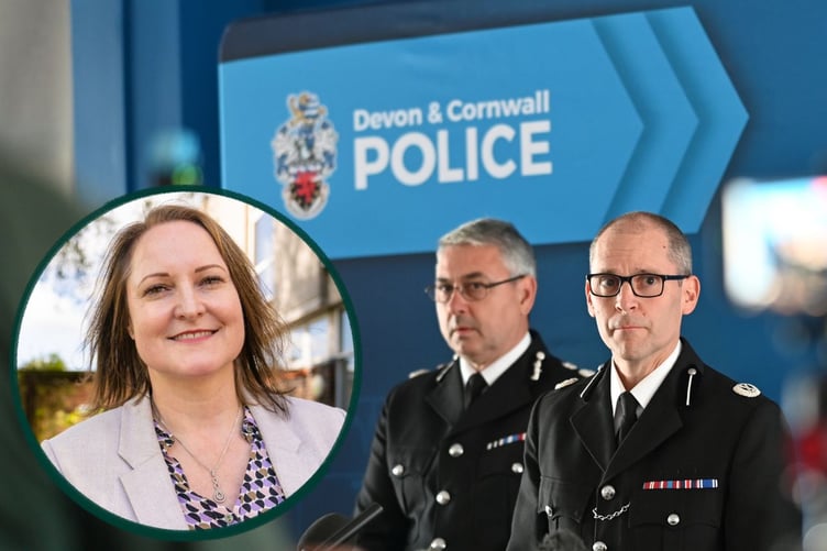Police and Crime Commissioner Alison Hernandez (inset) has praised Devon and Cornwall Police for its handling of the Ann Widdecombe case and its recent performance level improvements, despite falling short of what the "public deserves and expects"