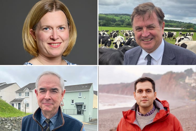 Clockwise from top left, MPs Rebecca Smith, Sir Mel Stride, David Reed, Geoffrey Cox