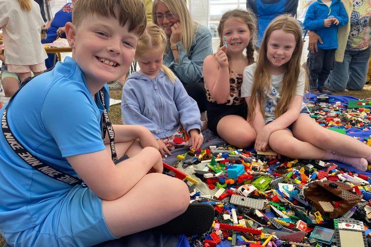 Alfie, 9, Harriet, 3, Harper, 7, and Darcy, 7, puzzling over a Lego attraction at Yelverton Rotary Club free family fun day.